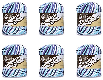 Lily Sugar'N Cream Super Size Moondance Garn – 6 Packungen mit 85 g – Baumwolle – 4 Medium (Kammgarn) – 150 Meter – Stricken/Häkeln