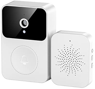 Sonnette Vidéo Intelligente WI-FI, Audio, Détection de Personnes, sans Frais d'Abonnement, Camera HD 1080p, Vision Nocturne, Etanche pour Extérieur Interphone Rechargeable Sonnette de Sécurité (Blanc)