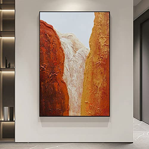 Handgemalte Acrylbilder, Orange, Dicke Textur, Farblich Passend, Minimalistisch, Abstrakt, Modern, 100 % Original, Rahmenlose, Handgemalte Ölgemälde Auf Leinwand Für Die Familienwand, Wohnzimmer