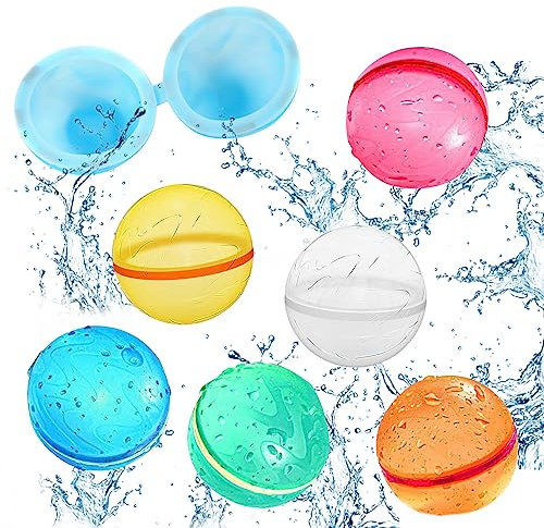 6 Pcs Wasserbomben Selbstschließend, RosyFate Wiederverwendbare Wasserballons Bomben, Selbstschließende Wasserbomben Wiederverwendbar, Buntes Wasserbomben, Wasser/Pool/Strandspielzeug (A)