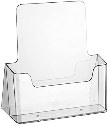 ogoPLUS Aufsteller (10 Stück), Hochformat, Auswahl an DIN A4, transparenter Prospektständer/Flyerständer/Prospekthalter/Prospektbox, glasklar, leichte Neigung für optimales Blickfeld