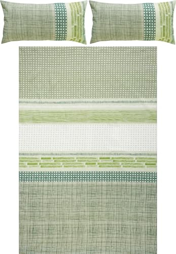 Erwin Müller Bettwäsche Seersucker grün Größe 1x 200x220 cm + 2X 40x80 cm