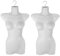 2er Set Torso Weiblich - 70 cm Damentorso aus Kunststoff - Oberkörper Halbplastik in Farbe weiß - Mannequin Büste - Halbplastischer Damenbody - Puppe Figur - Schaufensterpuppe Halbschale mit Haken