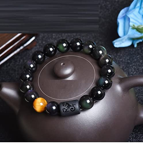 Sternzeichen-Stein-Armband, Natürlicher Obsidian-Stein, Sternzeichen-Armband Für Männer Und Frauen, Einzelner Tigerauge-Stein, Astrologische Zeichen, Yoga-Armband, Schmuck, Geschenk, Steinbock