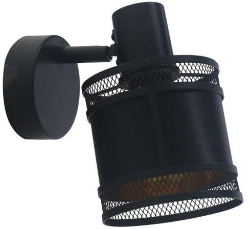REV – Wandleuchte 1-flammig im angesagten Vintage-Look mit E14 Fassung – Deckenleuchte schwenkbar aus Metall und Stoffbezug in schwarz – Wandlampe für Wohnzimmer, Schlafzimmer & Flur