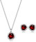 immobird Schmuckset Damen Januar Geburtssteine Natürliche Granat Silber 925 mit Runde Rose Design Klassischer Stil Geschenke Für Frauen Mama