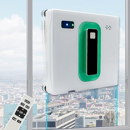 QJJML Robot Lavavetri, 6,8 Cm Ultrasottile, 2500pa Smart Window Cleaner, App E Controllo Remoto, per Finestre Interne Esterne Vetro/Piastrelle