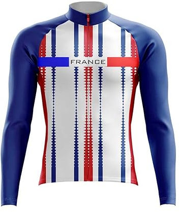 DELIGUO Adsport-Trikots Für Herren - Frankreich Frühling Herbst Langarm Top Rennrad Kleidung Radfahren Männer Mantel Hemd Fahrrad Jacke Fahrrad Jersey Tragen Pullover Rennrad, Wie Gezeigt, L