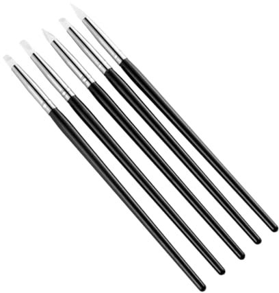 Ryaupy 5 Stücke Shaper Silikon-Stift Zum Formen, Modellier-Pinsel, Modellierung Malen Clay Shaper Modellier Werkzeug Pinsel Colour-Shaper, Weiche Ausführung, für Keramik Skulptur Malerei Nail Art