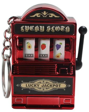 Fonowx Mini Glücksspiel Spielautomat Schlüsselanhänger, Mini Casino Glücksbringer Jackpot Schlüsselanhänger, Kreativer Autoschmuck Schlüsselanhänger Kids Funny Gag Toys für Junge Männer, Rot