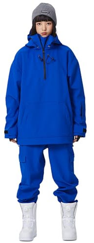 RIUIYELE Damen-Skianzug, Outdoor-Sport, Snowboard-Jacke und Hose, wasserdicht, atmungsaktiv, Schneeanzug, T2363-klein, Blau, Large