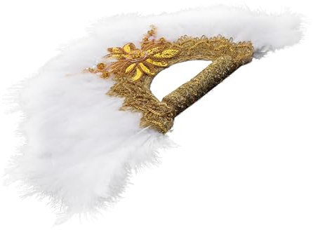 Ciieeo Handheld Plume Fan for Bride Elegant Wedding Accessory Delicate Lace Trim for Bridal Photoshoots and Special Occasions