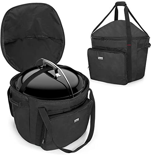 samdew Tragbare Grilltasche, kompatibel mit Weber Jumbo Joe 18-Zoll-Holzkohlegrill, Grillabdeckung mit Tasche und Griff, Schwarz, nur Tasche