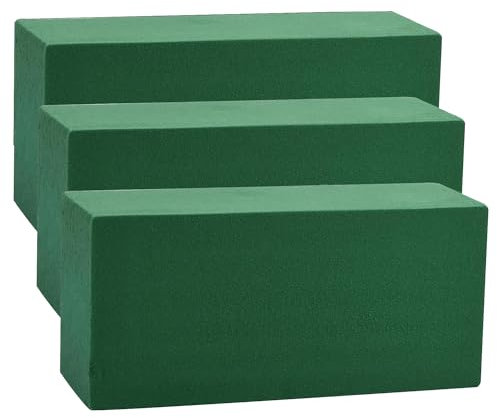 Bhina Set da 3 Schiuma Floreale Umida 22 x 11 x 8 cm Blocchi in Schiuma per Fiori Floreale Spugna Floreale Mattoni in Schiuma Bagnata per Fioristi, Artigianato, Composizioni Floreali Fresche, Verde