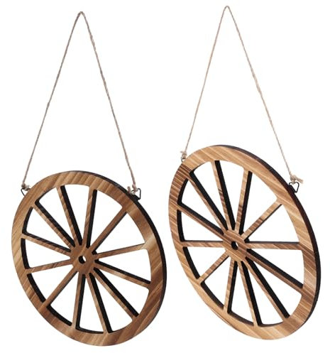Alipis 2stücke Holz Wagenrad Vintage Holz Rad Hängende Wandkunst Wagenrad Wanddeko