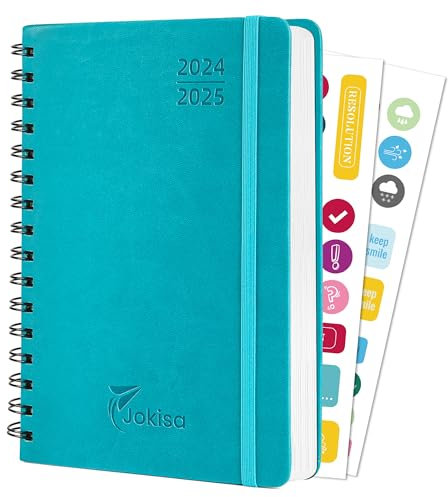 Kalender 2025 Buchkalender A5 1 Woche 2 Seiten, Planer 2024/2025 mit PU-Leder Hardcover, Terminplaner 2025 (Aug.2024-Dez.2025) mit 100 g/m² Papier Für Schulplaner,Personal Organizer,Terminkalender