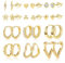 ASH'S CHOICE 12 Paar Multipack Ohrringe Gold Set - Kleine Creolen, Silber 925 Ohrstecker für Damen - Herz, Eckig, Blume, Kugel, Zirkon Design für Mehrere Ohrlöcher