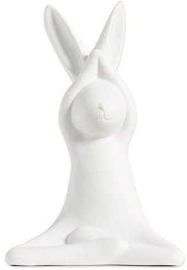 INIFLM Yoga-Meditations-Häschen-Figur, Weiße Keramik-Yoga-Häschen-Kaninchen-Statue, Lustiges Yoga-Häschen, Sammlerstück, Nordische Moderne Hasen-Skulptur, Prunkstück, Niedliche(C-Weiß)