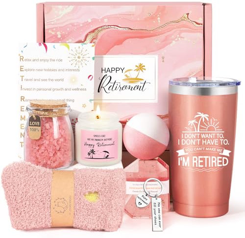 Retirement Gifts for Woman, Happy Best 2025 Retirement Gifts for Women Coworker, Teacher, Nurse, Friends, Mom, Retirees, Funny Cool 20oz Tumbler Retirement Gifts Basket for Coworkers Office & Family