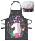 damaloo Einhorn Kinder Schürzen Set – Verstellbare Kochmütze und Schürze für Kinder - Kinderschürze mit Mütze für Jungen & Mädchen - Einhorn Kinderkochschürzen als Geschenk und Koch Kostüm