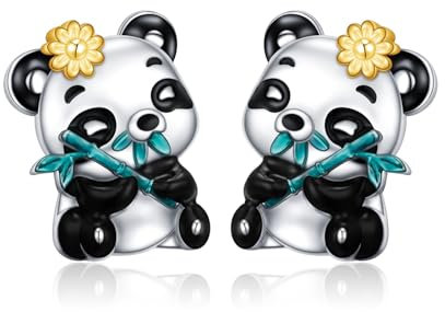Panda Ohrstecker 925 Sterling Silber Damen Ohrringe Hypoallergen Schmuck Geschenke Tier Ohrstecker für Frauen Mädchen