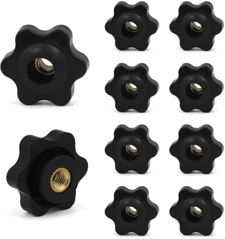 JJWNMLL 10PCS Clamping Screw Knob Star M5-outer Diameter 25 Thumb Bolts Thread Replacement Star Hand Knob Tightening, Black Grip (M5-outer diameter 25)