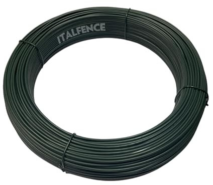 Italfence - Fil de fer vert, galvanisé et plastifié, fil de tension clôture, 100m (Tous les diamètres) [Ø3,20mm]