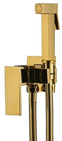 Pulvérisateur de bidet portable pour eau chaude et froide en laiton avec tuyau pour lavage féminin Doré