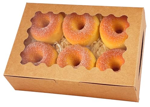 Gcardist Lot de 15 boîtes à biscuits marron avec fenêtre - 22,86 x 15,24 x 6,35 cm - Pour pâtisseries et macarons