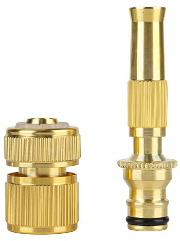 YYTECH 2 boquillas de latón para manguera de jardín, manguera de jardín de alta presión, boquilla de latón con conexión rápida, jeringa de limpieza para manguera de 13 mm (1/2), para riego de jardín