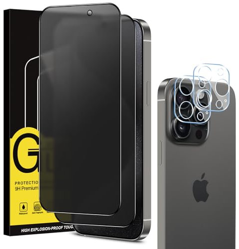 Coiwxmoi Matt Sichtschutz Panzer Schutz Glas für iPhone 15 Pro Max und Kamera Glasfolie [2+2 Stück], Matte Sichtschutzfolie 10H Härte HD Anti-Spy Schutzfolie Blendschutz Anti-Fingerabdruck Kratzfest
