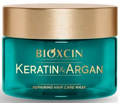 BIOXCIN Keratin & Argan Haarmaske 225 ml – Intensive Reparaturpflege für trockenes, strapaziertes & geschädigtes Haar – Mit Keratin, Arganöl & BioComplex B11 – Mehr Glanz & Geschmeidigkeit