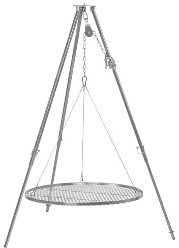 BBQ-Toro Griglia a tre zampe con diametro di 80 cm | 112-178 cm | Treppiede per barbecue girevole | Struttura in ferro a tre zampe | Supporto per barbecue con griglia | Barbecue sospeso, griglia a tre