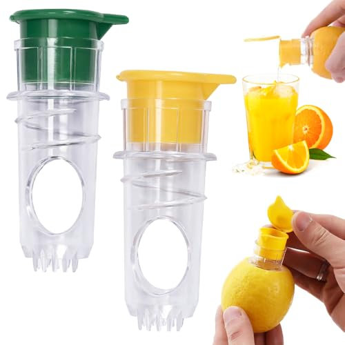 Zitronenpresse, Zitronenpresse Klein Handpresse Zitronenausgießer Lemon Squeezer Zitruspresse Manuell mit Deckel Tragbare Manuelle für Zitronen, Orangen und Andere Arten von Zitrusfrüchten (Gelb und G
