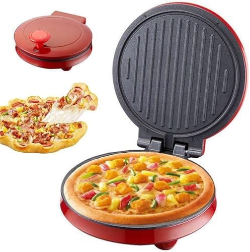 Electric Pizza Oven, 1000W Electric Pancake Maker with Non Stick Surface, Dual Heating Elements, Opens 180 Degrees, Electric Frying Pan for Making Pizzas, Arabic Bread, Quesadillas
