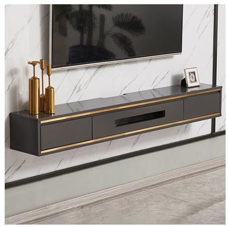 Meuble TV avec tiroirs et rangement – Suspendu pour salon, maison, petit appartement, console multimédia pour salon et bureau