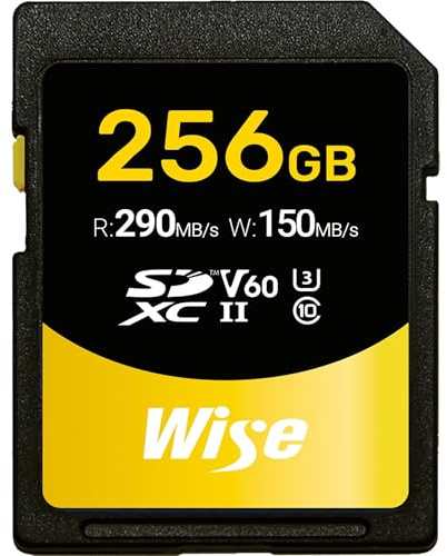 Wise SDXC UHS-II V60 256GB R:290MBs / W:150MBs WI-SD-S256