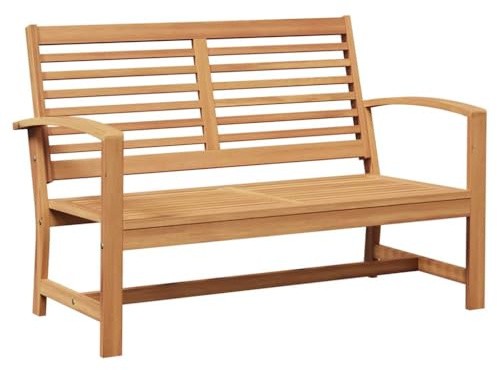 vidaXL Garden Bench Beige 110 x 64 x 76.5 cm Solid teak wood, Outdoor Furniture, Teak Chair, Rustic Garden Seating, Durable Balcony Sofa, Terrace Bench, Patio