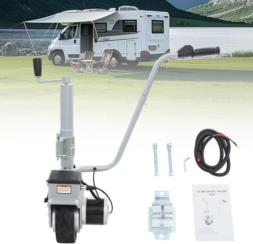 DHQCQL Stützrad Anhänger 12V, 350W Elektrischer Bollerwagen, Max. Anhängelast 2270 kg, Rangierhilfe Anhänger mit Eletrischesstützrad, 30,5-63cm Höhenverstellbar, 6,7m/min Mover für Wohnwagen