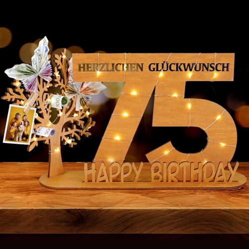 WAREHOUSE Originelle Geburtstag Geschenk Frauen & Männer - Geldgeschenke Geburtstag mit Holz Schild Gästebuch Geburtstag Deko Geburtstagszahlen Holz Schild Gäste (75)