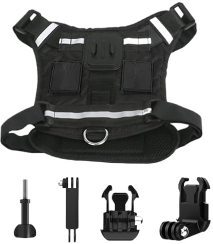 Hundegeschirr für Action-Kamera, mit verstellbarer Halterung, Weste für große Hunde mit Action-Kamerahalterung, für kleine Welpen, Mittelgroß, Wandern, Training, Reisen