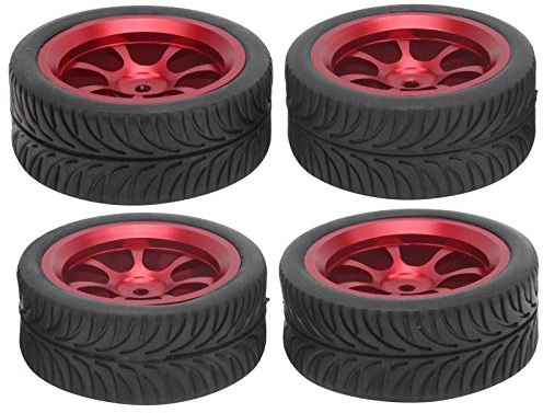 Alomejor Aluminium -Aluminium in RC -Rad Reifen Hub Kombination für 144001 1/14 Fernbedienungsauto Rote Farbe, Einfache Installationskit für die Haftung und Stabilität Verbessert