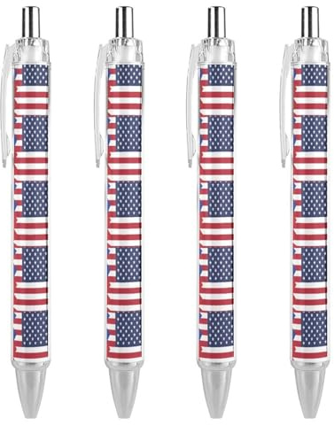 FJQWKLF Kugelschreiber mit einziehbarer Mine, 0,5 mm feine Spitze, flexibler runder Schaft für komfortables Schreiben, 2 Stück (USA und Philippinen Flagge)