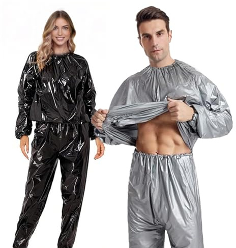 SMD35 Tuta da sauna per sudare e modellare la sauna Suit Suit Suit Sweat Suit for Men Women, Antistrappo Dimagrante Tuta Donna Uomo Palestra Fitness Corsa Yoga Nero L