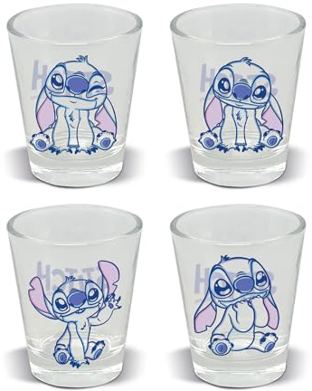 Elbenwald - Juego de 4 vasos con El Señor de los Anillos, Harry Potter, Lilo & Stitch y más 230 ml de capacidad 9 cm de altura para fans (Lilo & Stitch)