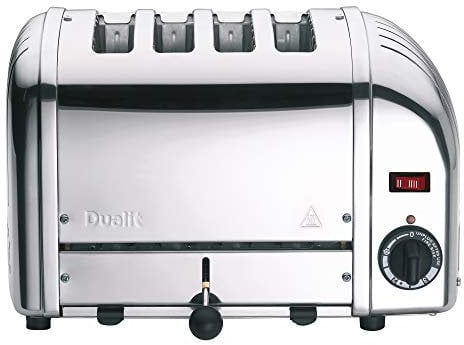 Dualit Toaster Grille Pain 4 Tranches Classic Vario - Grille Pain Inox Fabriqué au Royaume-Uni - Éléments ProHeat® Exclusifs - Fentes Individuelles, Décongélation, Minuterie Mécanique – Chromé