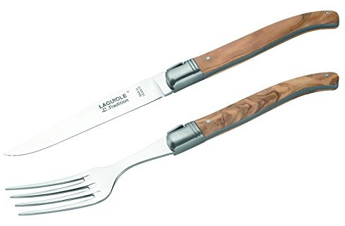 Laguiole Tradition Steakmesser mit Gabel, in Holzbox Tafelmesser