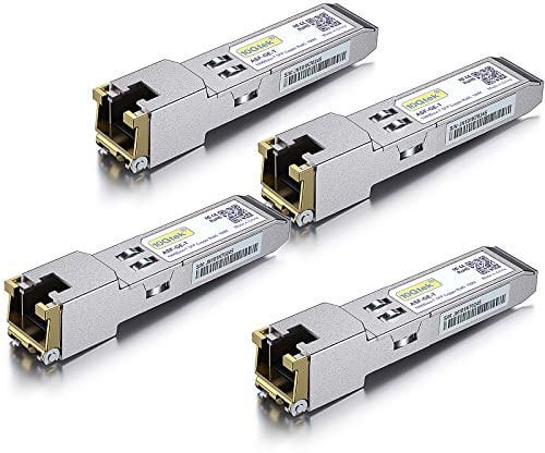 [4 Stück] 1G SFP auf RJ45 Mini Gbic Modul, 1000Base-T Kupfer Transceiver Kompatibel für Cisco GLC-T/SFP-GE-T, Meraki, Ubiquiti UniFi UF-RJ45-1G, Netgear, Zyxel, D-Link, TP-Link, QNAP, Open Switch