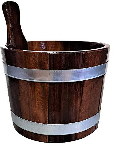 SudoreWell® Saunakübel Saunaaeimer aus Kambalaholz mit transparenter Versiegelung + 10g Mentholkristalle