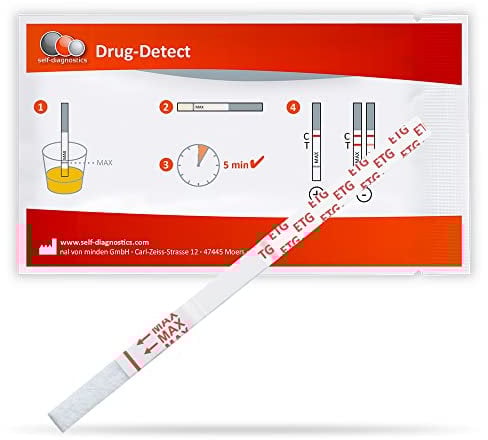 self-diagnostics Alkoholtest - EtG Schnelltest - Ethylglucuronid Urintest - 2 Urin Teststreifen - hochwertiger Tauchtest für zu Hause - Alkoholtester Selbsttest